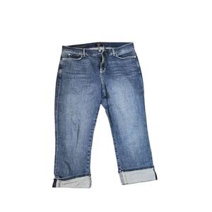 NYDJ Dayla Wide Cuff Capri Lift Tuck Technology Denim Womens Size 16 Blue